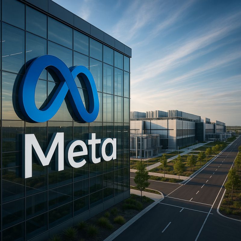 Meta headquarters sign representing the company's 2026 layoff plans amid rising AI infrastructure spending