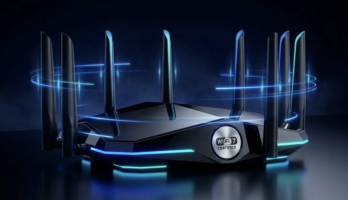 Modern WiFi router with multiple antennas representing next-generation wireless networking